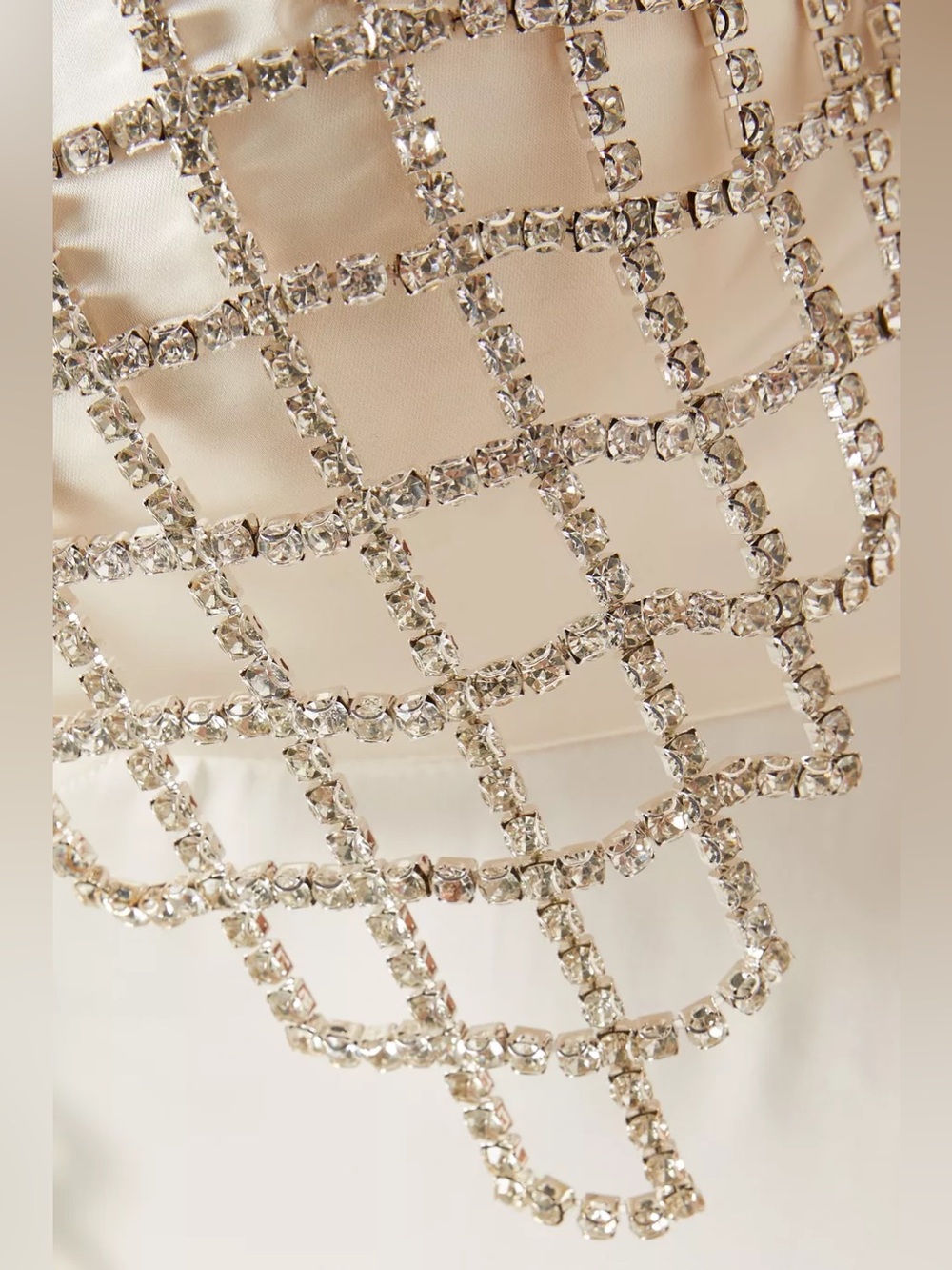 Self-Portrait Diamanté Bralette Maxi Dress in Cream Ivory Satin Rhinestone US 2 - Picture 7 of 10